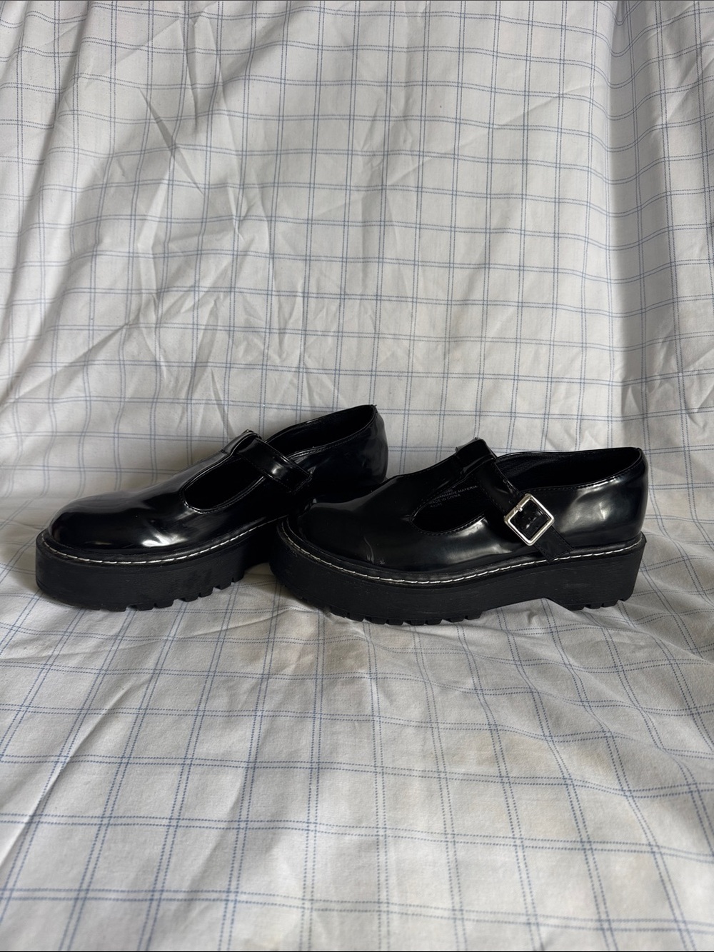 Wild Pair Black Patent Platform Mary Jane with Buckle